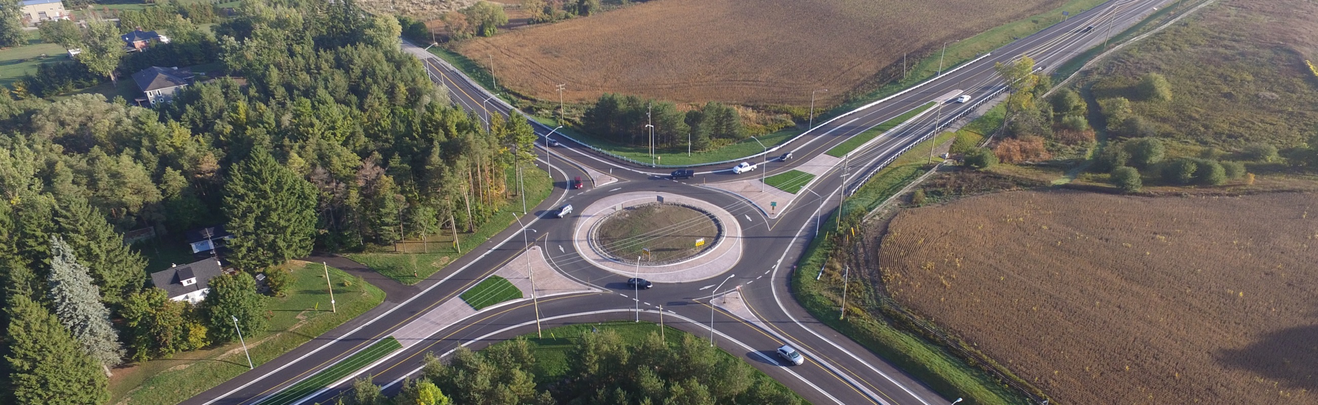 A four way roundabout.
